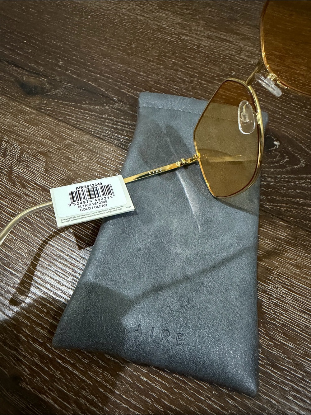 NWT Aire Altair gold clear Sunglasses with Amber Lenses - Picture 6 of 8